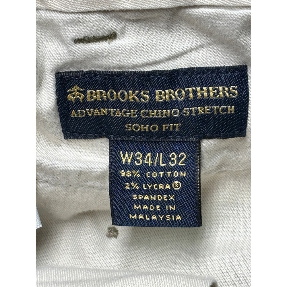 Brooks Brothers Advantage Chino Stretch Soho Fit Pants Mens 34x32 Olive Green - Picture 4 of 10
